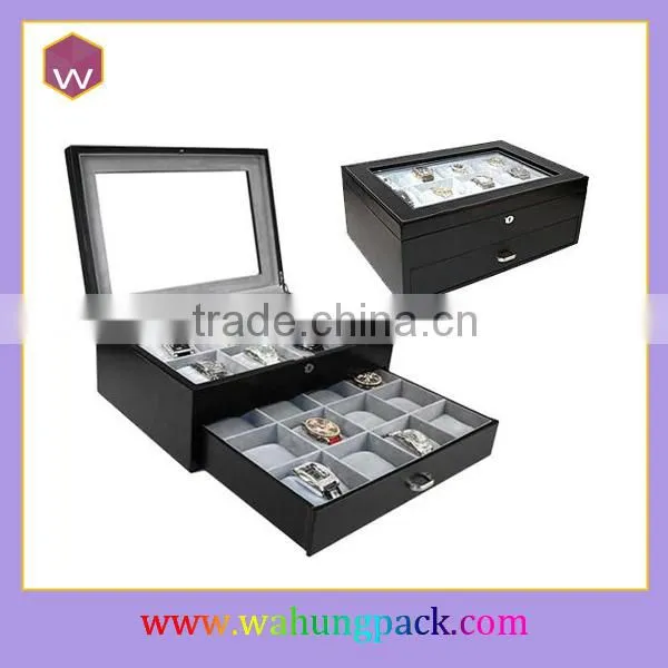 Acrylic Window wooden Box for wrist watch Display