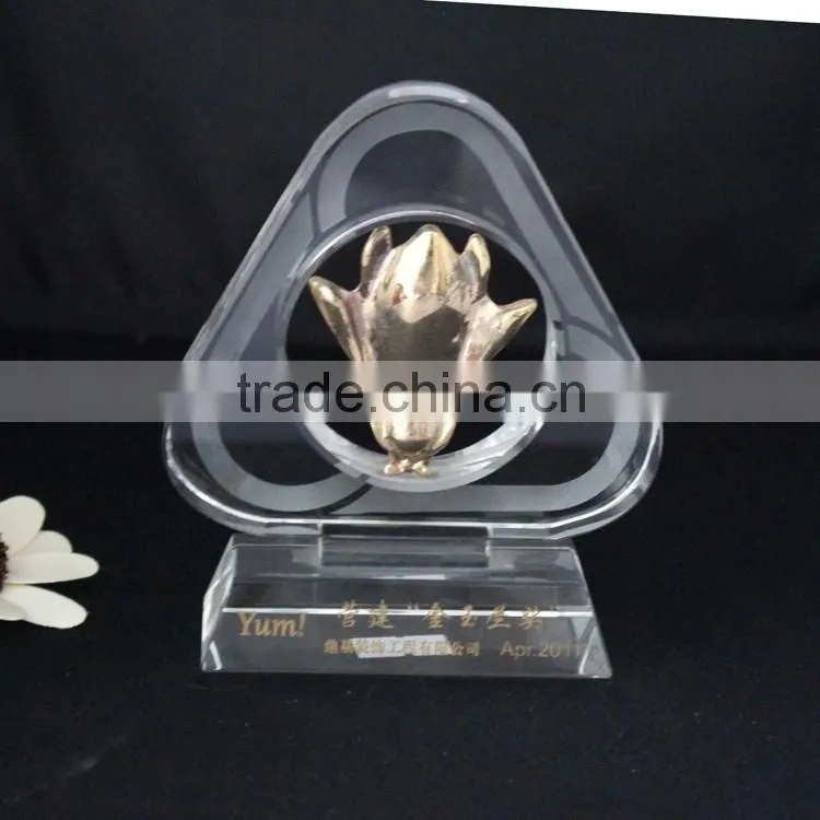 new design gold flower shaped awards for decorative