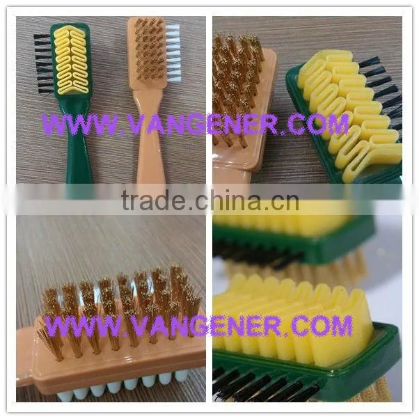 Suede shoe brush with rubber and copper wire