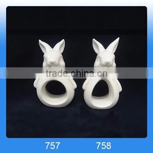Easter gift ceramic rabbit napkin ring for tableware