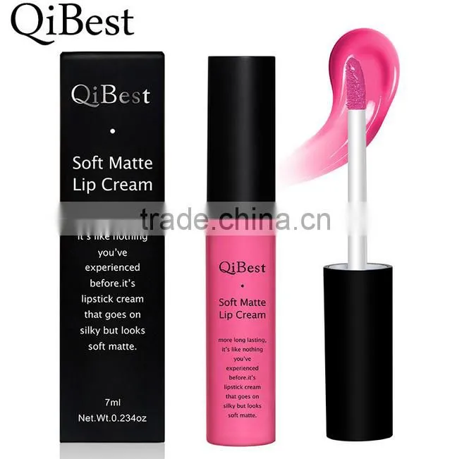 QIBEST 34color matte color longlasting lip gloss liquid lipstick cheap price