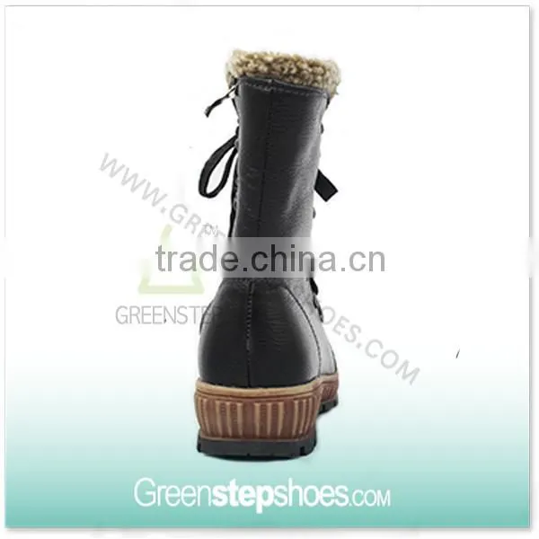 2015 Women's Ladies Black First Grain Leather Winter Boots