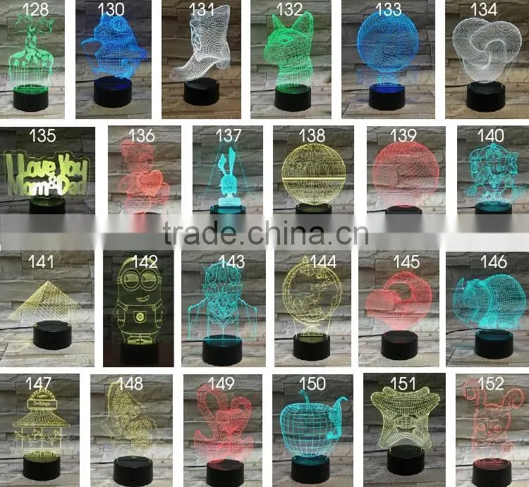 3D Optical Night Light Horse 7 RGB Light Colors 10 LEDs AA Battery or DC 5V Mixed Lot