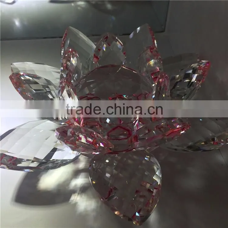 Beautiful Artificial Lotus Flower Crystal Glass Ornaments