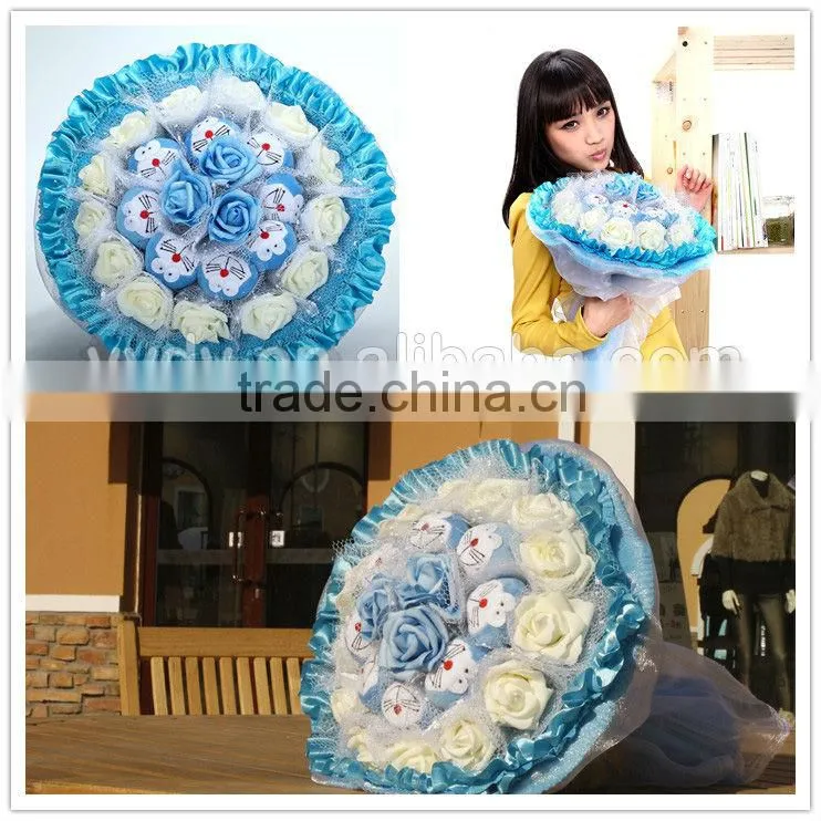 lovely Doraemon plush flower christmas gift