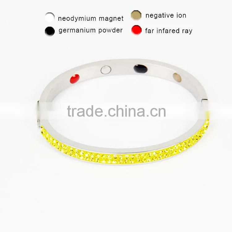 China wholesale handmade adjustable wire bracelet colorful crystal stainless steel expandable bangle