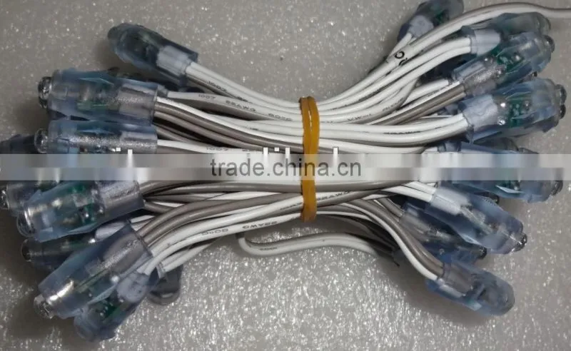 GREEN color led 12mm node,through-hole type,injection made,IP65 rated;DC5V input;0.1W;50pcs a string