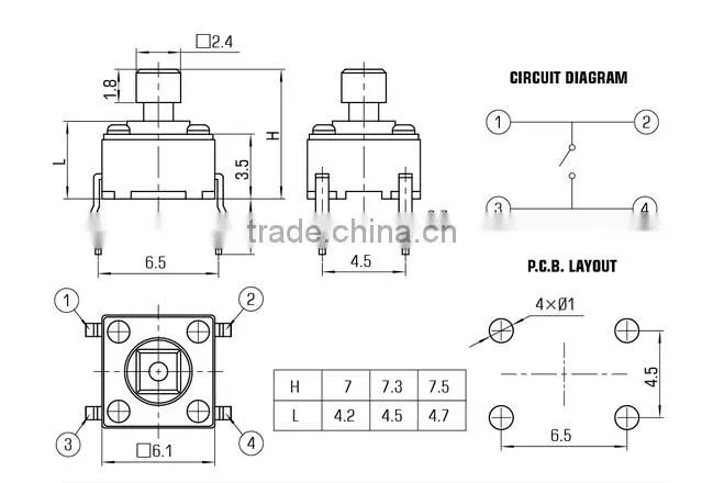 TSA06130 DC12V push button interruptor