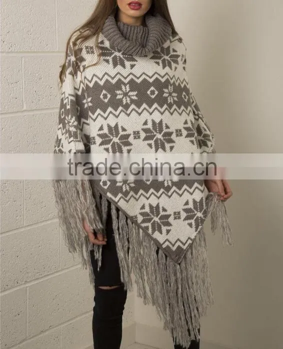 Wholesale women knit poncho, womens knitting pattern poncho, poncho knitwear for women