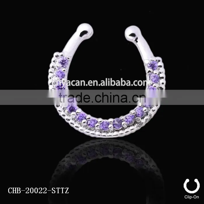 Unique samll Single Line Paved Gem fake nose rings