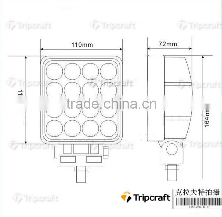 48W LED DRIVING LIGHT ,16pcs*3w led offroad light for Boat truck lamp ,led driving light