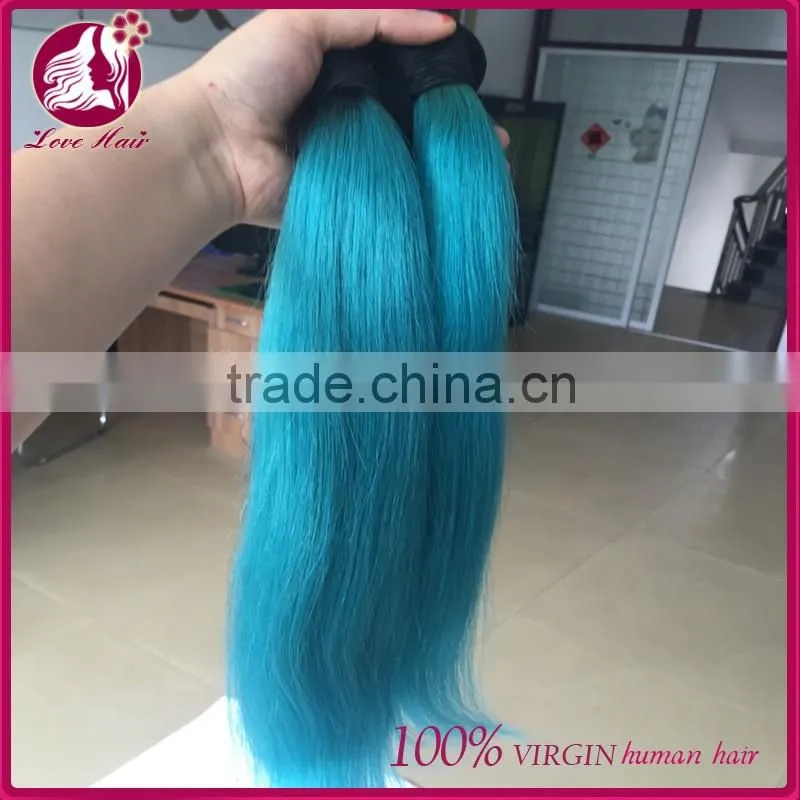1b teal two tone hair fashion colored brazilian human hair weave free shipping