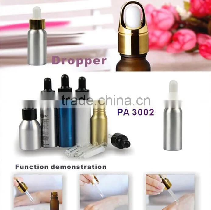 Whole sell 30ml aluminum bottles with a childproof droppper cap