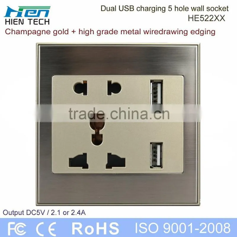 Public commercial using wall socket USB light socket with 2 USB ports