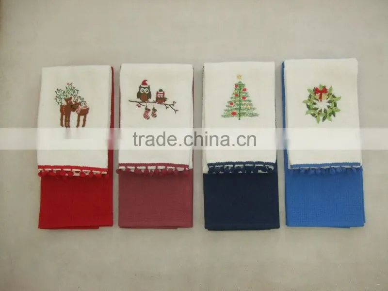 kitchen cotton velour tea towel set with embroidery and waffle cotton towel set china supplier bulk buy from china