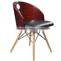 Promotional Durable PU Leather Upholstered Restaurant Chair/ High Quality Plywood Bar Chair/ Woodend Chair
