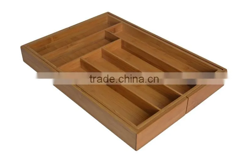 DT019 Expandable Bamboo Cutlery Tray , Kitchen Utensil Organization