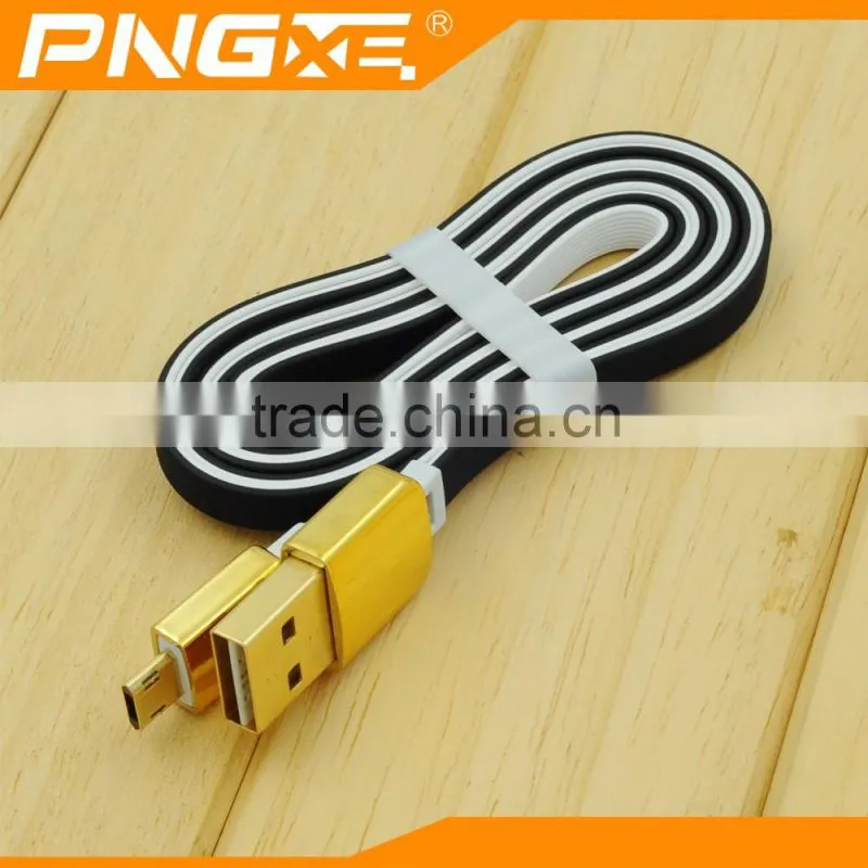 PNGXE 2016 High quality flat very fast charging charger twisted pair cable for iphone and for samsung