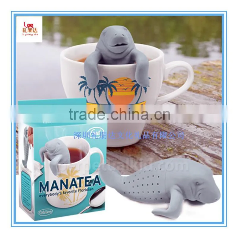 HOT! Set of 2 Loose siliconeTea Infuser Strainer with Drip Tray, Cute Silicone Leaf Handle As the Lid with stainless Steel Ball