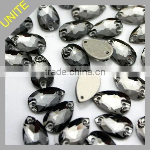 Crystal AB Teardrop Sew On Glass Stone