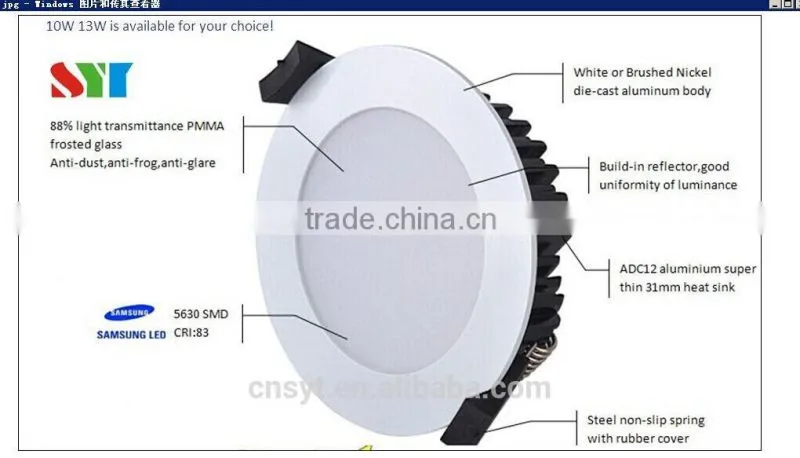 12w dimmable led downlight with SAA approved 90mm cut out