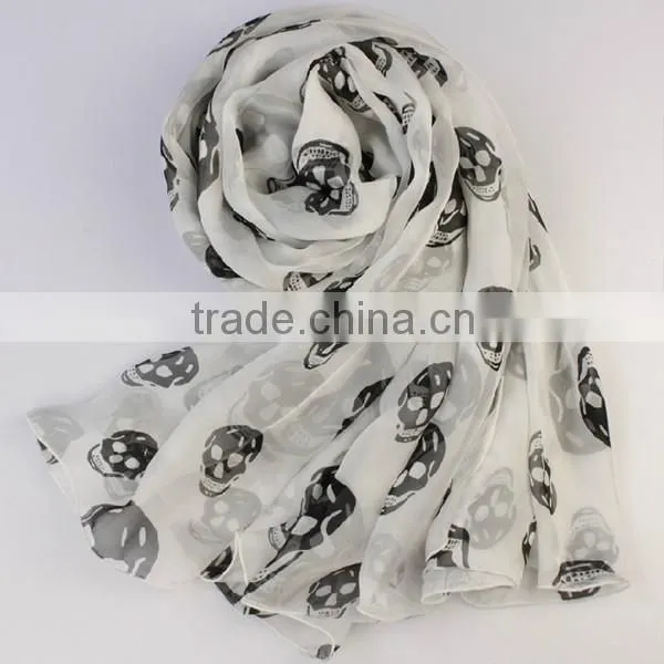 2014 Chiffon Skull Scarf Fashion Scarf
