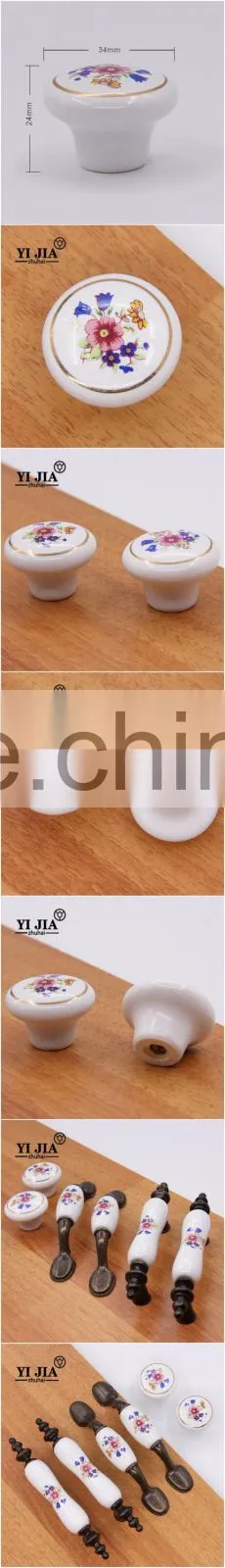 Bronze Brushed Zinc Alloy Furniture Ceramic Cabinet Drawer Handle Knobs