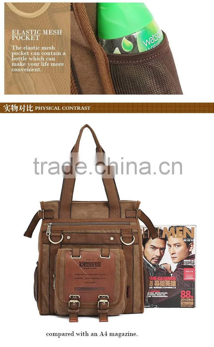 2016 new design canvas travel shoulder bag for men