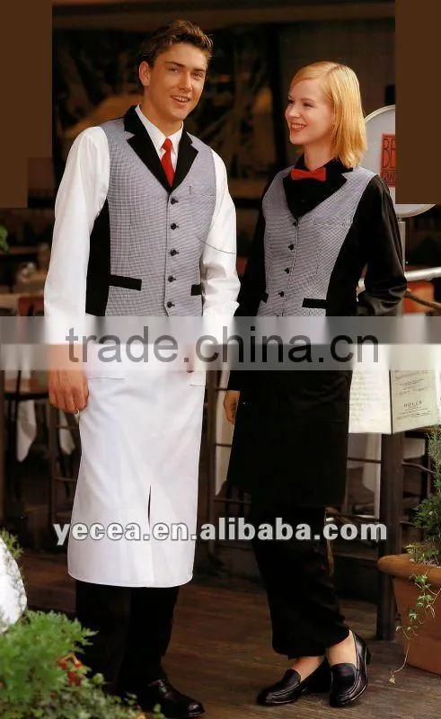 Hot selled smart resturant waiter uniform