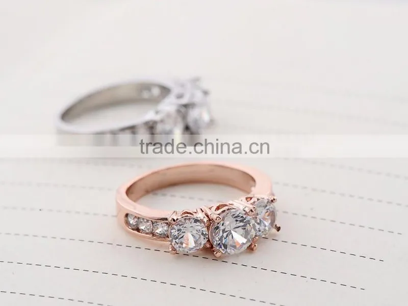 Wholesale Latest Design Rings rose real gold alloy zircon Jewellery Ring