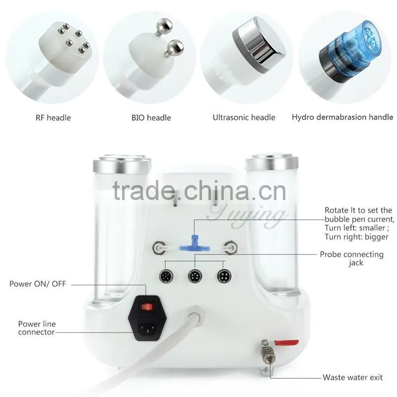 2016 Newest 4 in 1 small bubbles water dermabrasion facial cleansing machine beauty equipment