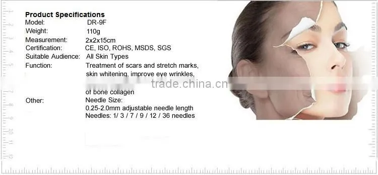 2016 Professional Auto Vibration Electric Skin Rejuventation Derma pen With Needle Cartridges