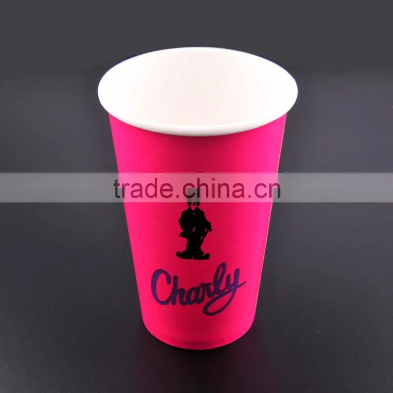 12oz paper cup, disposable paper cup with handle, black paper coffee cup