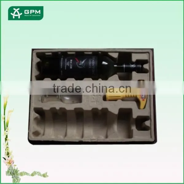 Hot Sale Mouled Pulp Eco-Friendly Paper Pulp Wine Tray , Beer Red Wine Tray Package