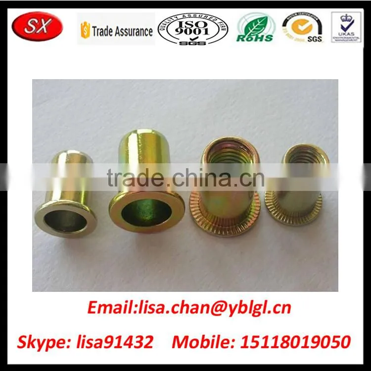 m4 Internal Thread Aluminum Round Nut with Yellow Zinc