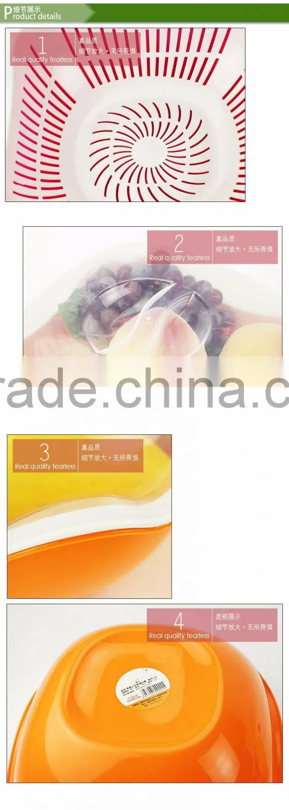 Certification Passed Plastic Fruit Basket Strainer With Net Cover