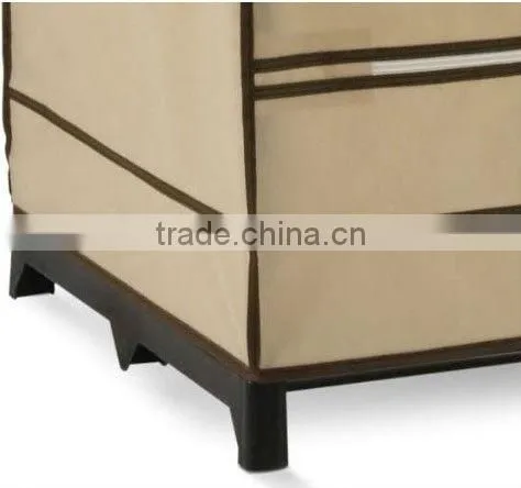 Brown Fabric Wardrobe, Home Storage Folding Assemble Wardrobe