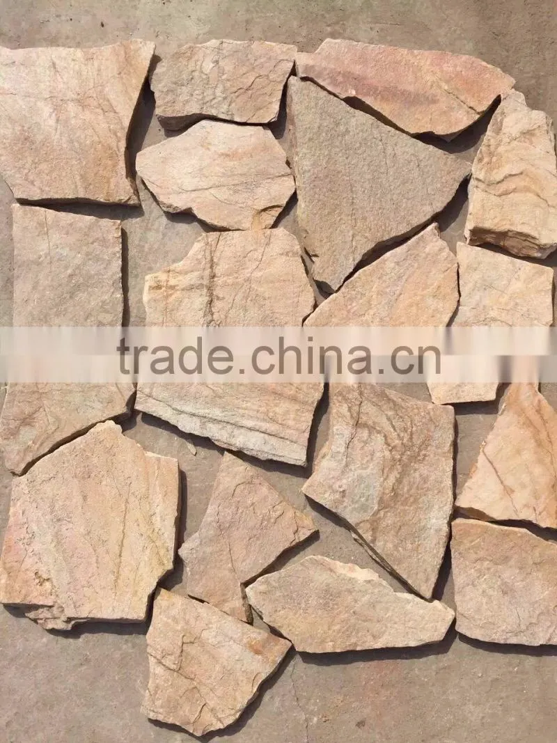 Natural yellow color crazy slate for exterior wall panel