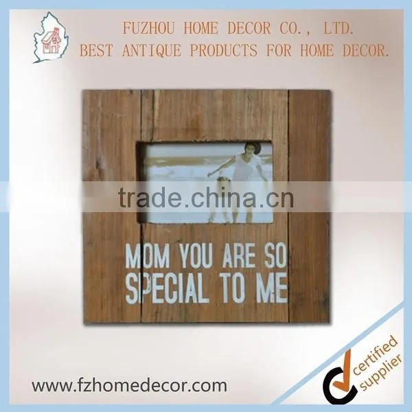 Wooden photo frame with love letter and metal butterfly decor
