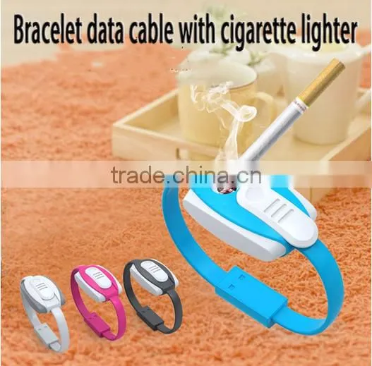 For IOS Android Bracelet USB Data Cable With Cigarette Lighter Function