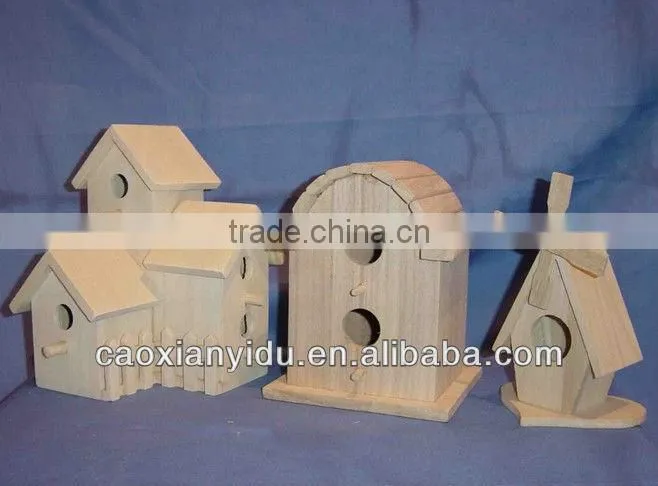 Bird House Stake bird house wooden craft Miniature Wooden Birdhouses