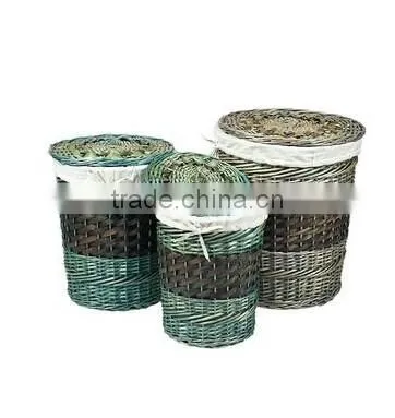 wicker material hand woven folding laundry basket with legs