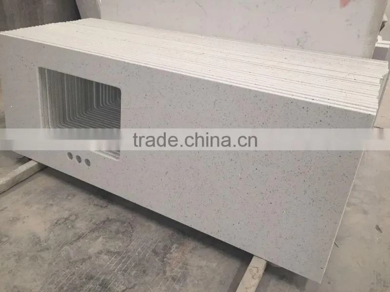 US Hotel Project Bathroom Quartz Stone Vanity Top