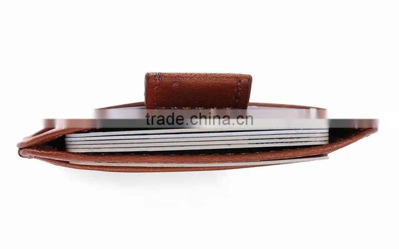 2017 RFID Blocking Premium Top Grain Leather Pull Tab Slim Card Holder Thin Minimalist Front Pocket Wallet with high capacity