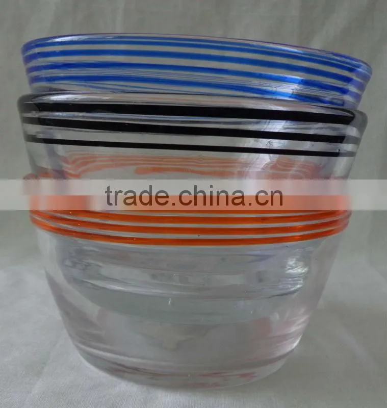 Glass bowl with black edge,clear bowl