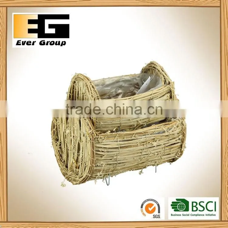 Barrel shaped pot planting flowerpot of natural rattan
