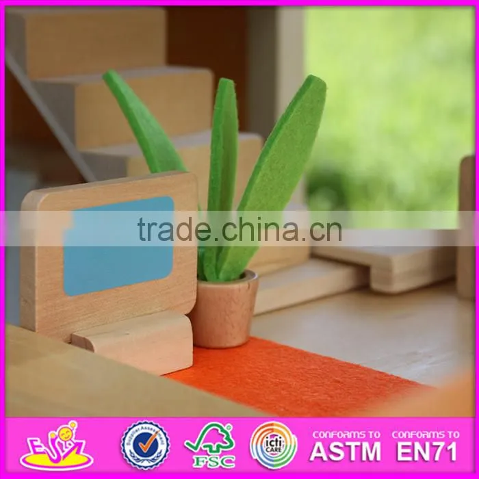 2016 new design baby wooden doll house toy, top fashion kids wooden doll house toy, lovely wooden doll house toy W06A158