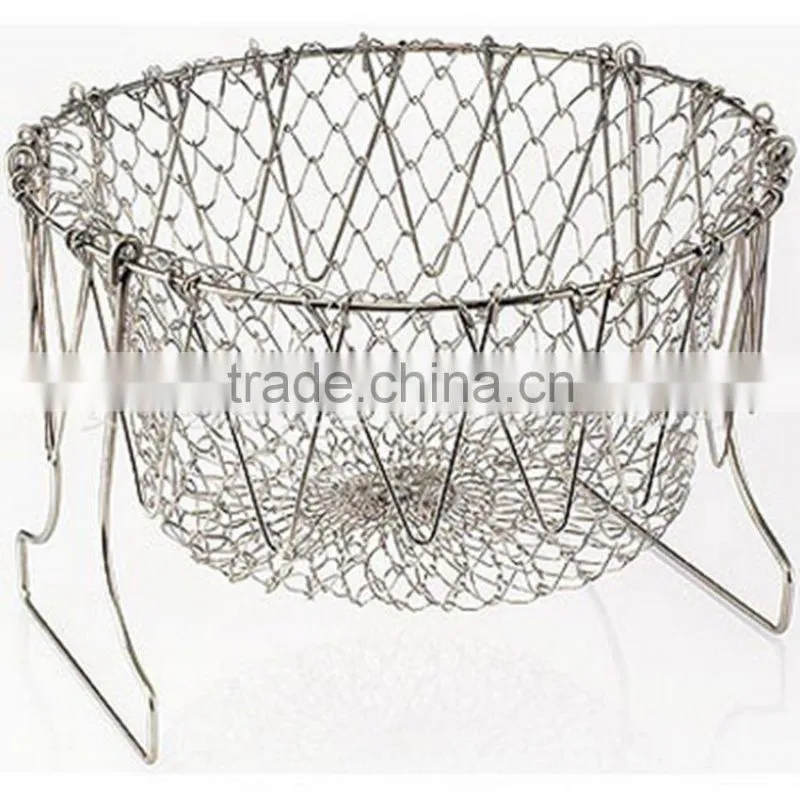 Metal Wire Strainer Mesh Collapsible Egg Basket Farm Canning Multi Purpose