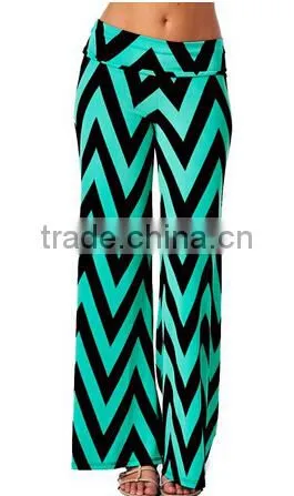 casual fat women loose black and white zigzag stripes high waist wide leg chevron palazzo pants