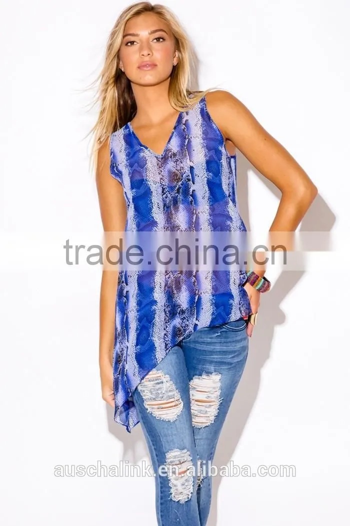 2016 women snake print chiffon party tank top